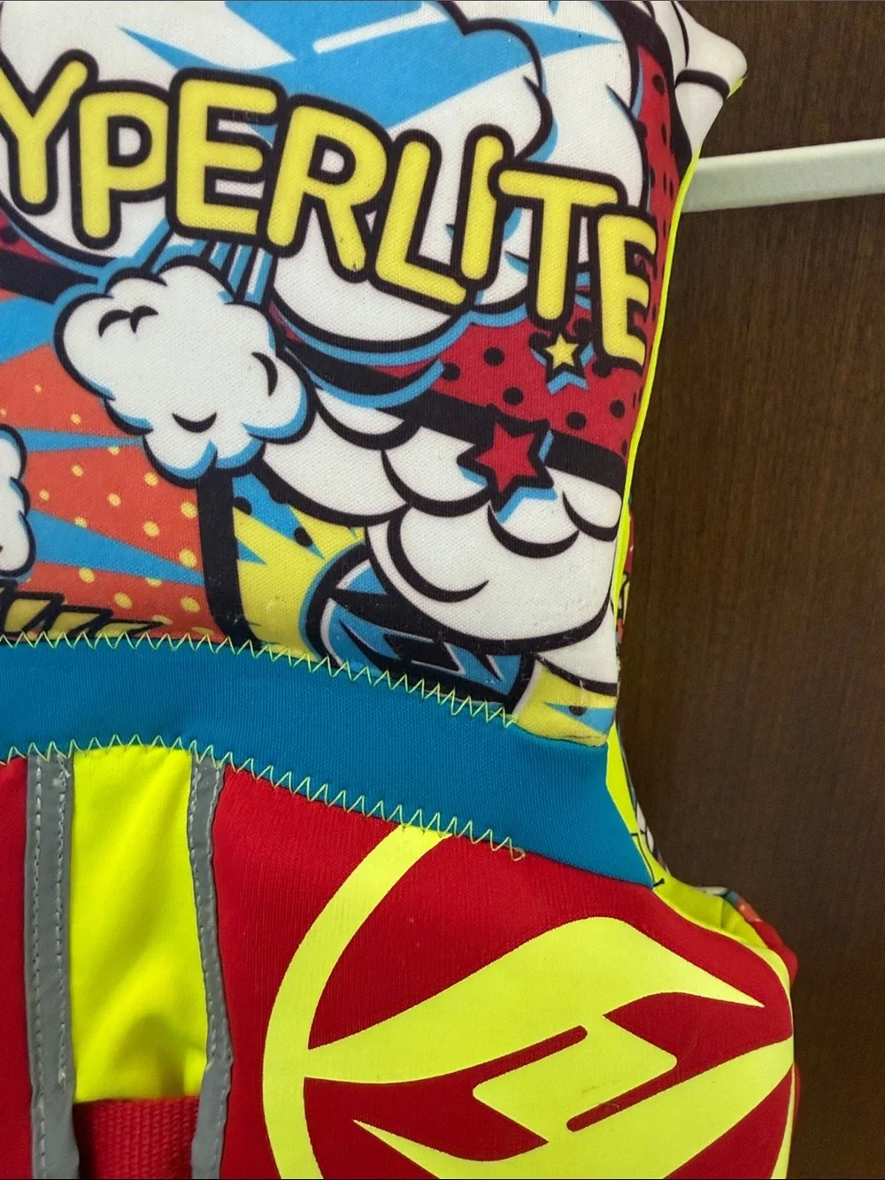 Hyperlite Kids' Neoprene Life Jacket - Bright Yellow/Blue/Red